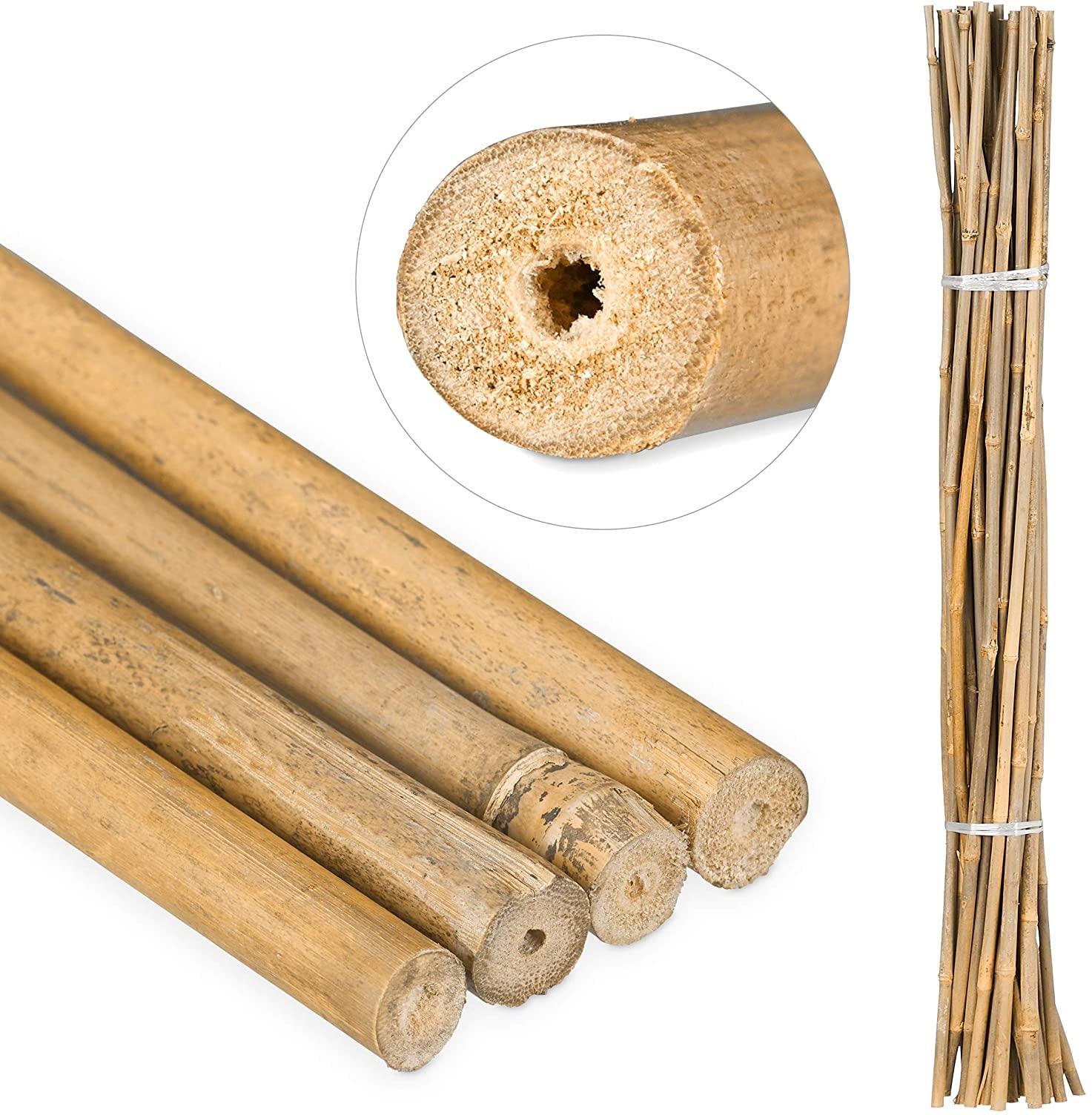 Suinga 100 Stück, Bambusstützen für Pflanzen 120 cm (10-12 mm) – Bambusstäbe, Stützen für Pflanzen, Gemüse, Tomaten, Bambusstäbe