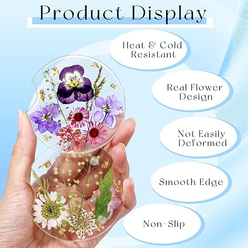 Miniatura 2 de Swooflia Portavasos de automóvil con diseño de flores para mujer, 2.75 pulgadas, lindo soporte de resina transparente para bebidas, accesorios para