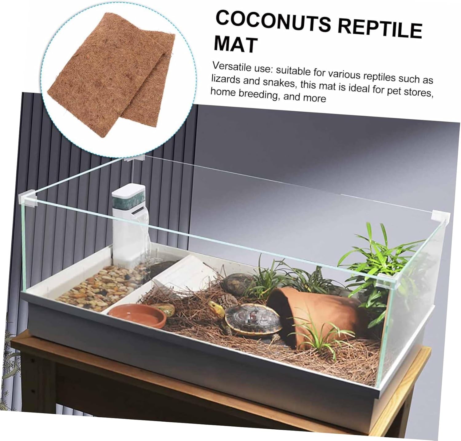 4Pcs Liner for Reptiles Bearded Dragon Mat Non Slip Coconut Fiber Substrate for Lizard Snake Tank Safe Versatile Reptile Carpet
