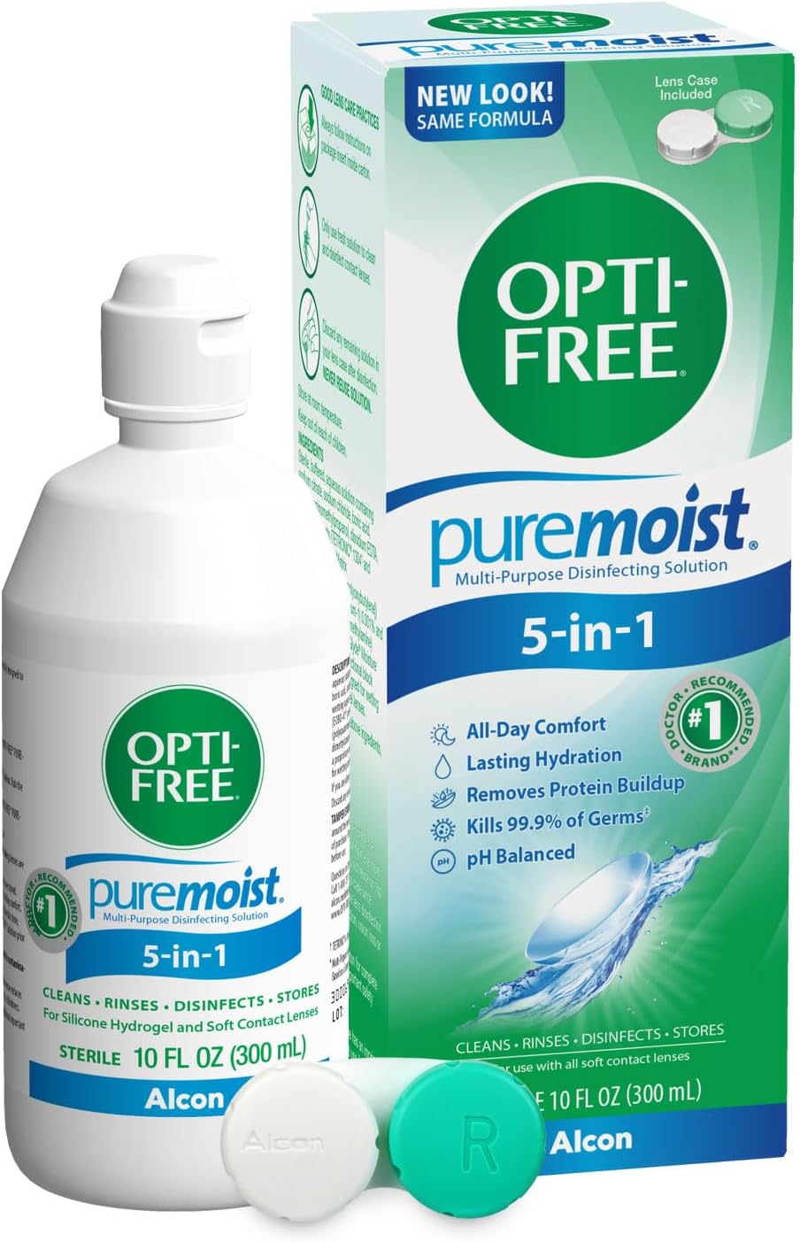 Opti-Free Puremoist Multi-Purpose Disinfecting Solution with Lens Case, 10-Ounces, 10 FL Oz (Pack of 1)