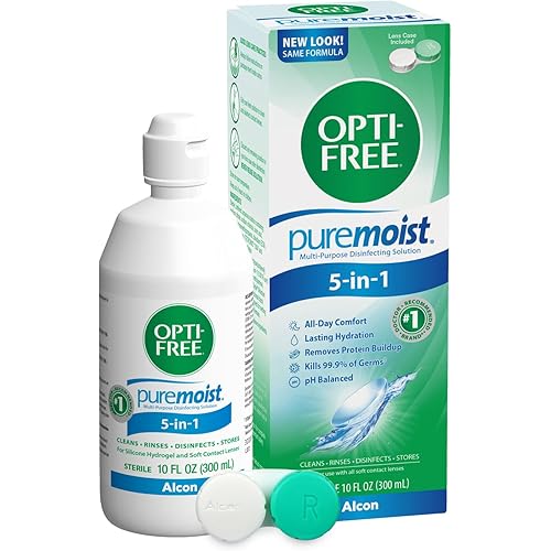 Opti-Free Puremoist Multi-Purpose Contact Lens Cleaning and Disinfecting Solution with Lens Case, 10 FL Oz (Pack of 1)