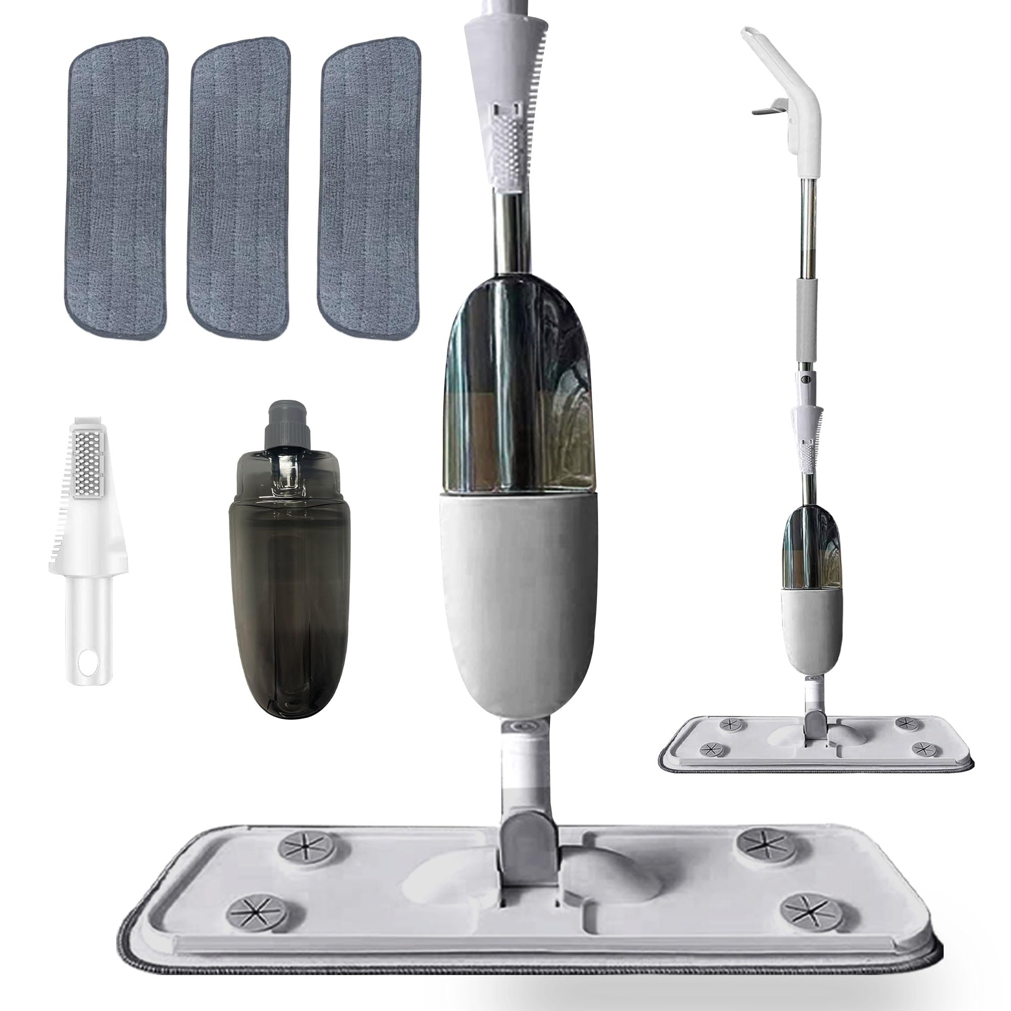 VELVETIO Spray Mop for Cleaning, Flat Dry & Wet Floor Mops with 3 Microfibre Reusable Pads, 330ml Water Sprayer Refillable Bottle Suitable for Hardwood, Tile, Marble, Laminate