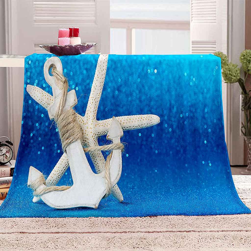 Couverture impression 3D ancre bleu pour vos soirées cocooning au salon