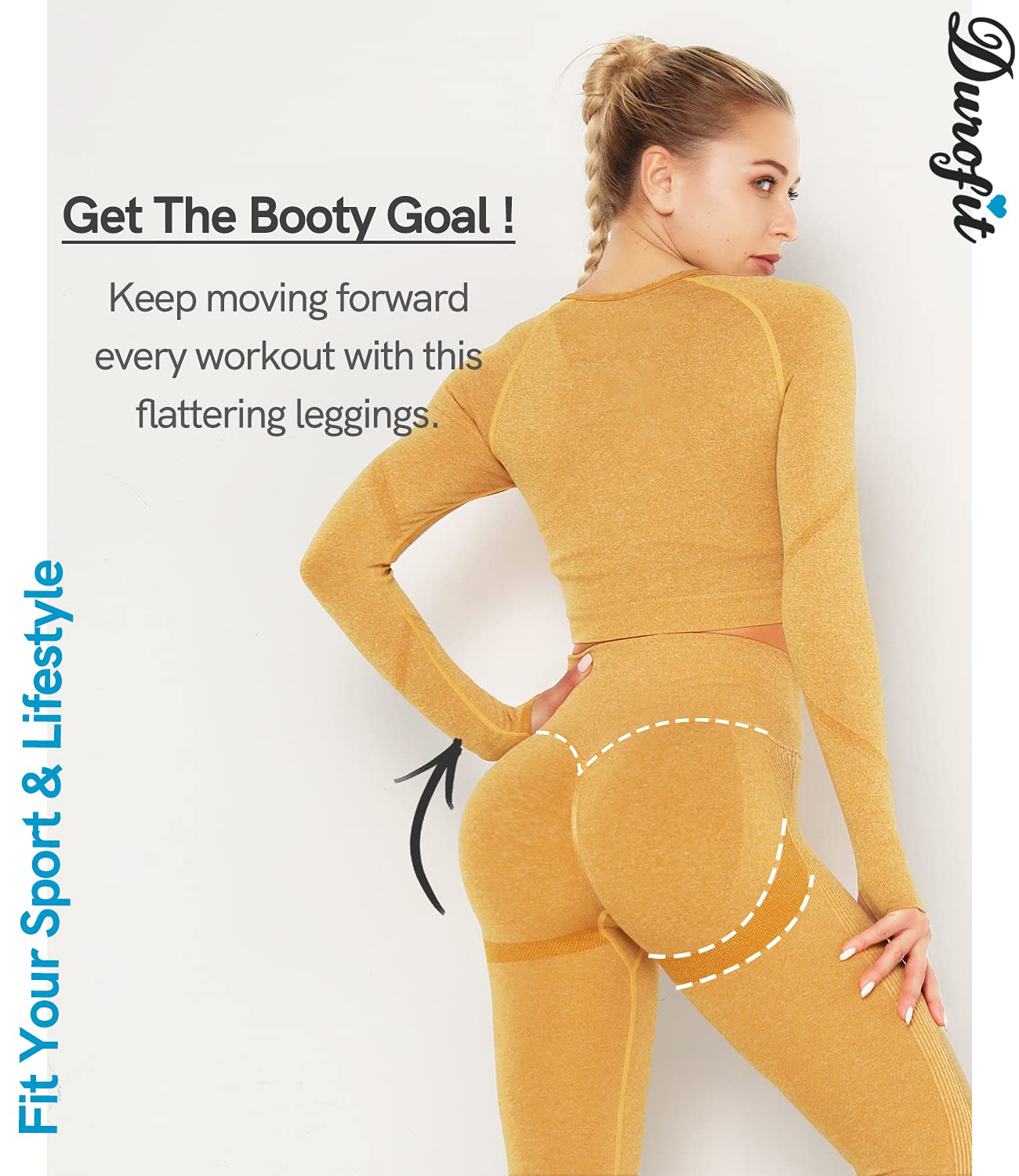 DUROFIT Leggins Donna Push up Leggings Sportivi Vita Alta Anticellulite Pantaloni Palestra per Fitness Yoga Pant