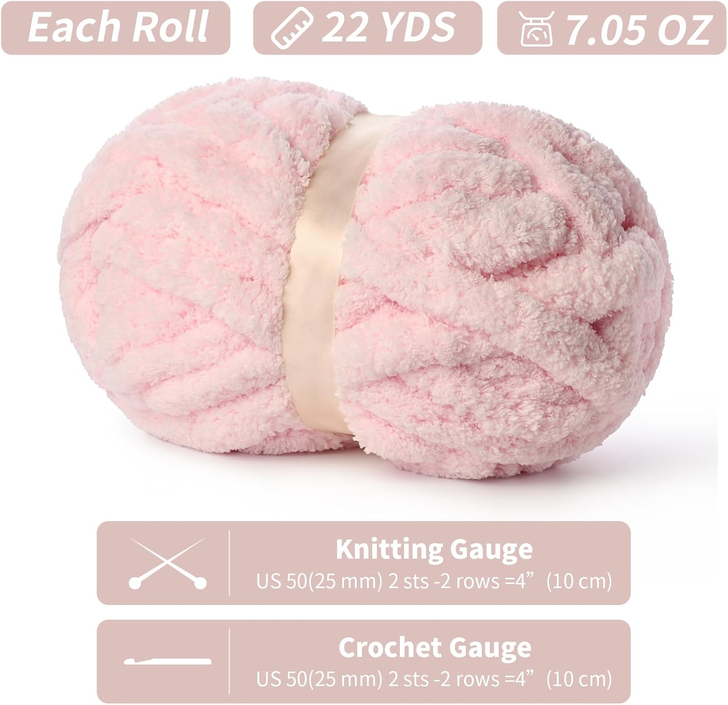 10 Pack of Jumbo Chunky Yarn for Hand Knitting,10# Super Bulky-Fluffy Chenille Yarn, 220 yds/70.5 oz Soft Thick Yarn for Crocheting Chunky Knit Throw Blankets.(Pink)