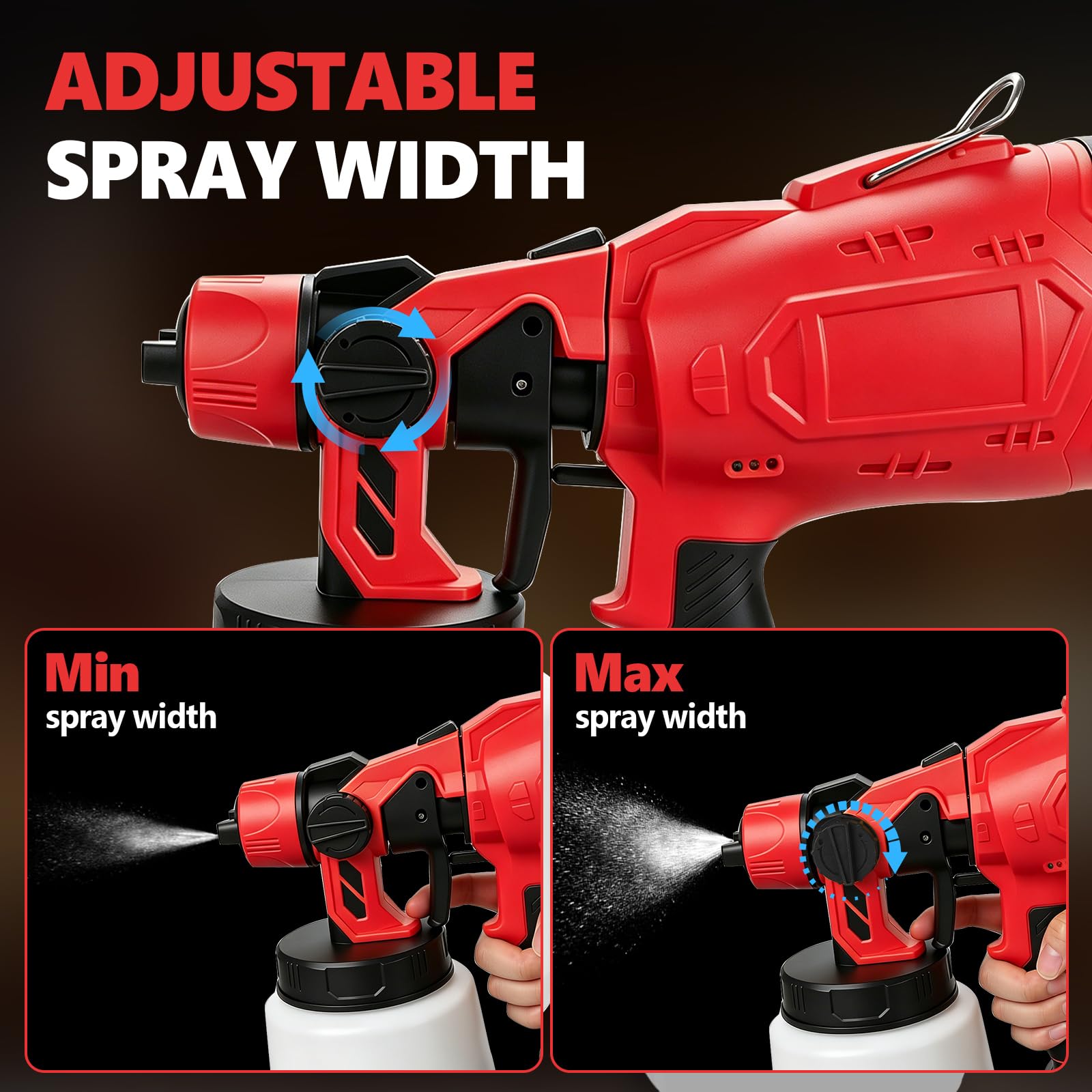 Spruzzatore di vernice senza fili compatibile con Milwaukee 18 V, pistola a spruzzo elettrica HVLP con 4 ugelli in rame e 3 motivi per pareti di recinzione, pittura fai da te della casa