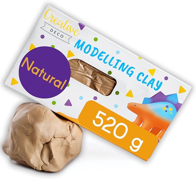 Creative Deco Air Dry Clay | 520g Modelling Clay | Cook in 1050°C | for Kids Adult Teenagers & Artist in Craft & DIY Projects | Self-Hardening Non-Sticking & Reusable by Adding Water Polymer Clay