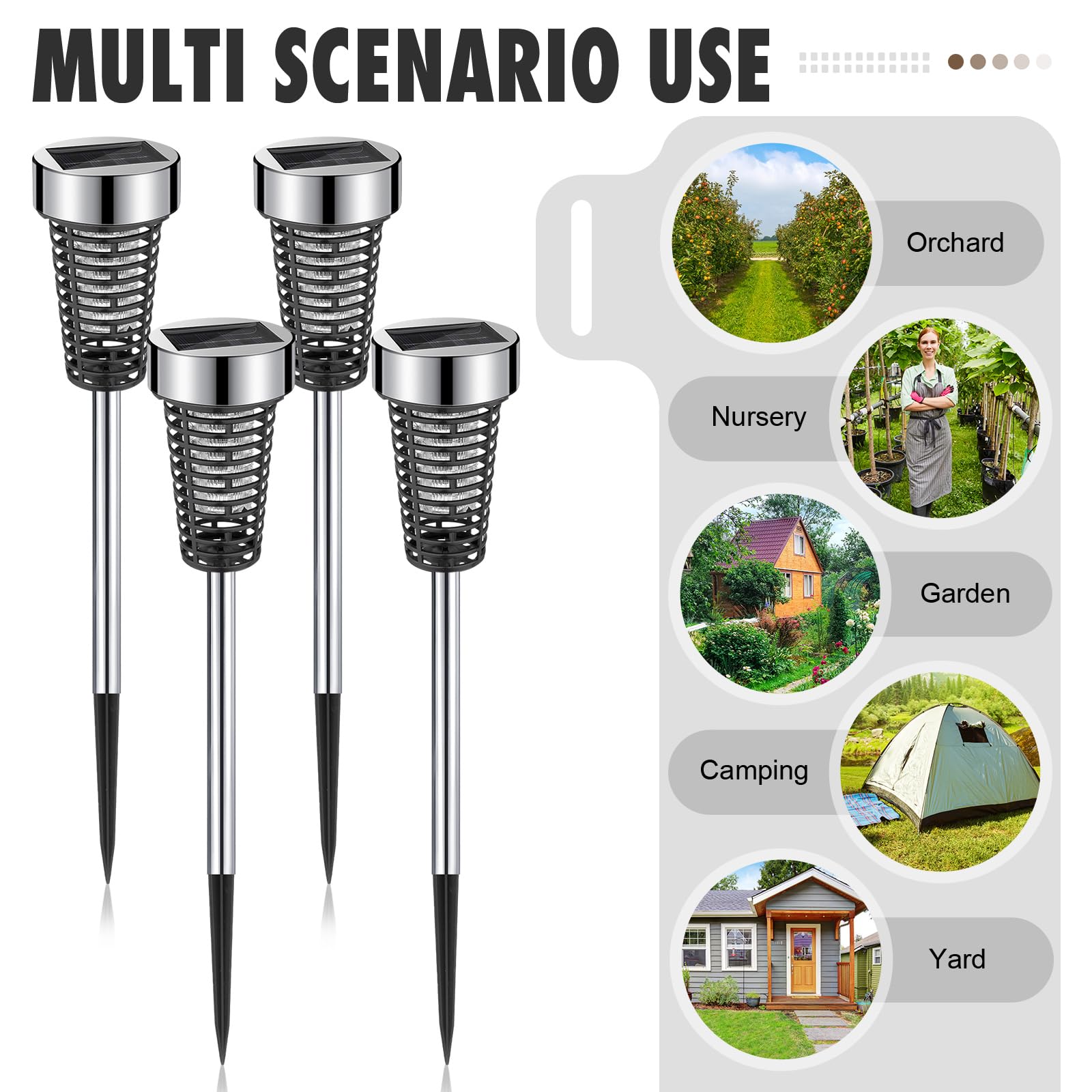 Qualirey 4 Stück Solar Bug Zapper Moskito für den Außenbereich, wasserdicht, LED-Licht, Außenmückenschutz, Killer-Insektenvernichter für drinnen und draußen, Terrasse, Hof