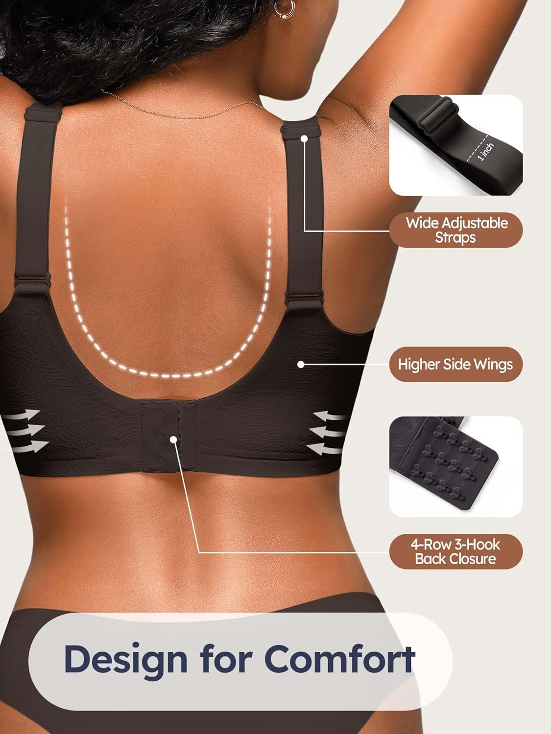 Bras for Women No Underwire, Full Coverage Seamless Comfortable Bralette with Support and Lift, Wireless Padded Bra - Image 4