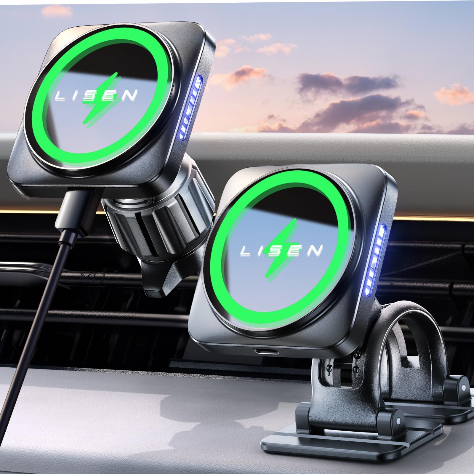LISEN for MagSafe Car Mount Charger, 15W Wireless