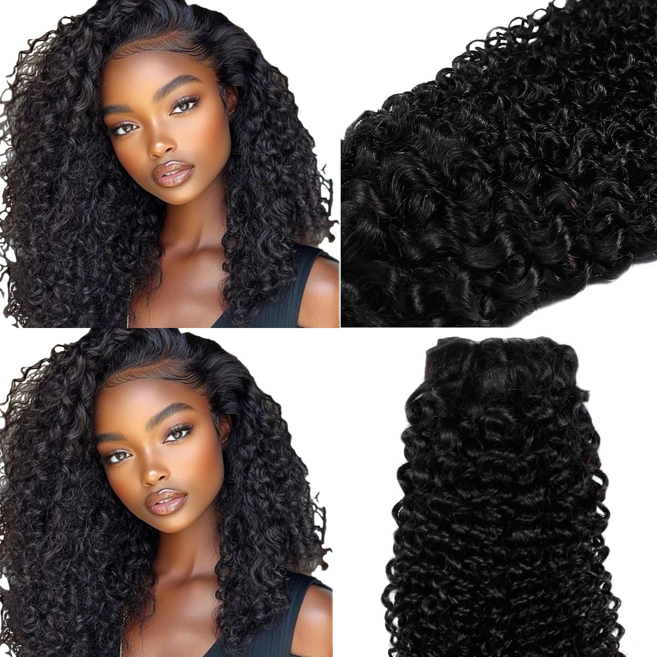Hair Extensions Real Human Hair Clip ins 8Pcs 4.23oz Kinky Curly Clip Ins Invisible Scalp Friendly 3B 3C Hair Clip in Extensions For Women Double Weft Natural Black Color 14Inch