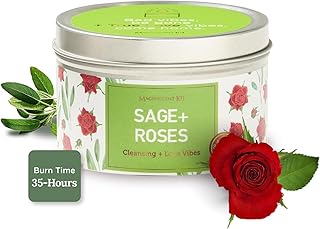 MAGNIFICENT 101 Sage & Roses Aromatherapy Candle for Space Cleansing - 6 oz Soy Wax - 35-Hour Burn - Long-Lasting Fragrance & Manifestation - Meditation Accessory & Spiritual Decor