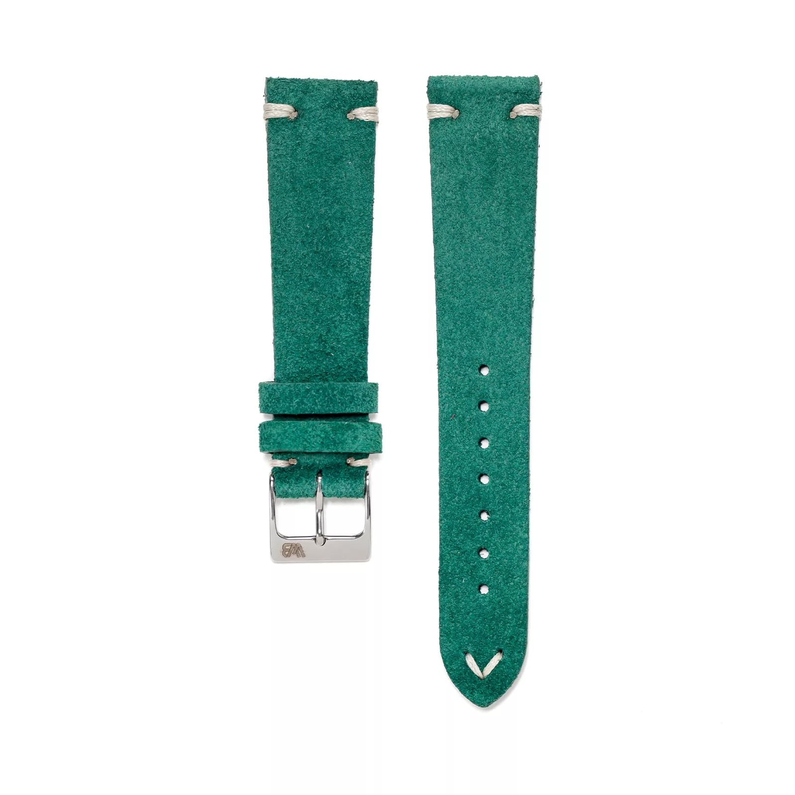 Wildleder-Uhrenarmband | 19 Farben - 18, 19, 20, 21, 22 mm - Schließe: Silber Poliert | Leder | Ersatz-Armband
