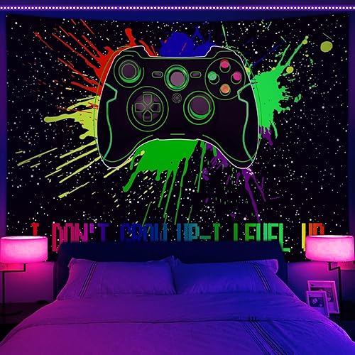 Miniatura 8 de Letrero de neón de juegos para hombre, arte de pared retro de los años 80 para colgar en la pared para dormitorio de niños, tapiz moderno y