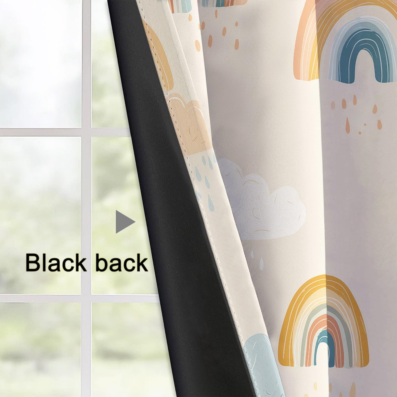 Rideau Occultant Bohême Nuages Lignes Motif Rideaux Thermiques à Oeillets, Rose Tenture Opaque Rideaux Imprimé pour Salon Chambre Enfant Moderne Décoration, 117L X 183H cm (2 Panneaux)