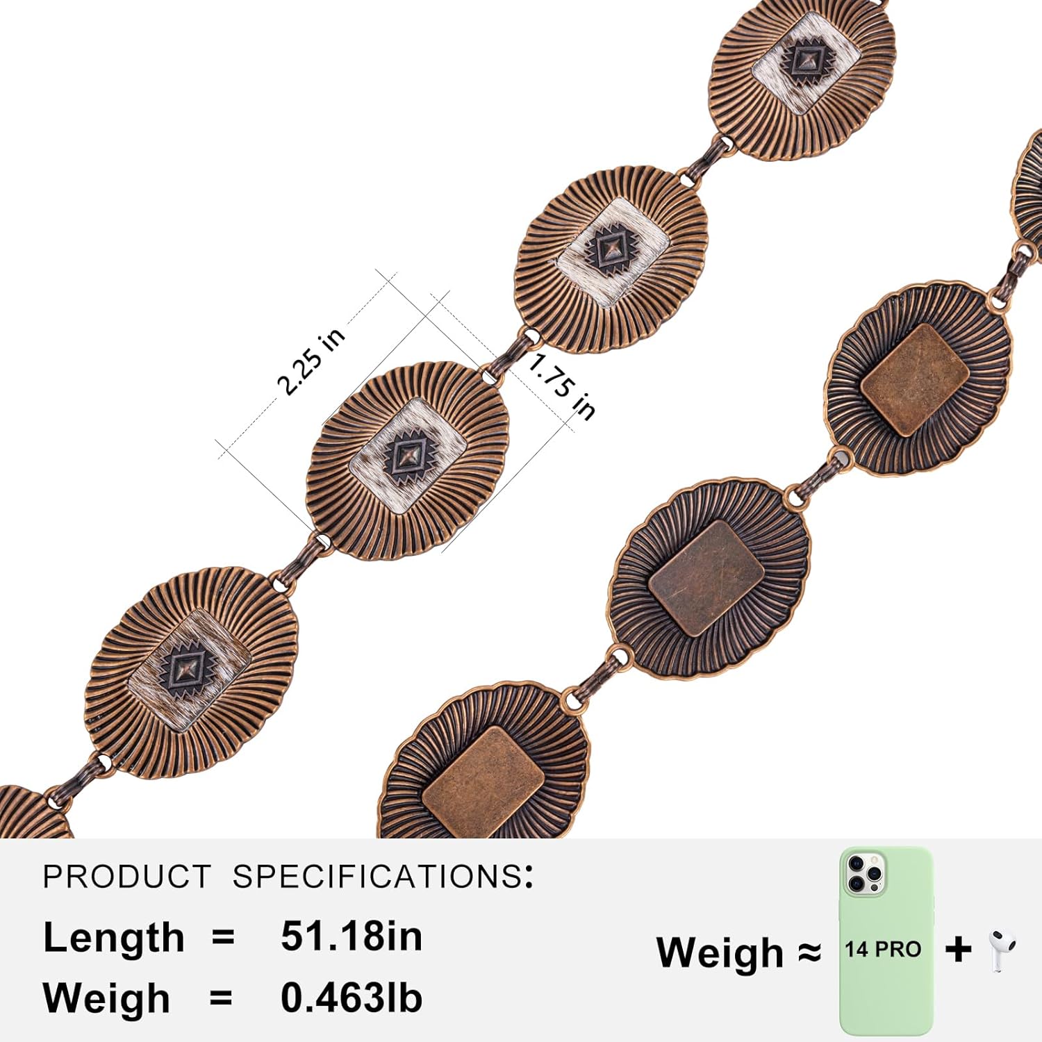 Montana West Rustic Couture's Large Western Concho Metal Belts for Women Cowgirl