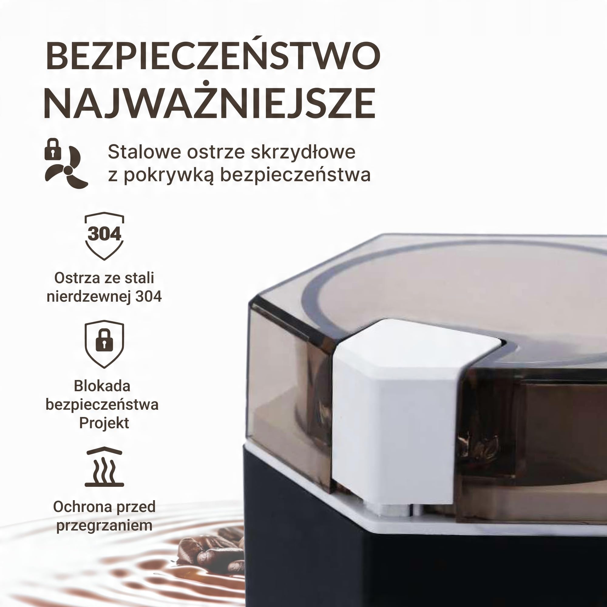 Elektryczny młynek do kawy 150 W ViO CM-01 - Kompaktowy młynek kuchenny - Łatwy w czyszczeniu
