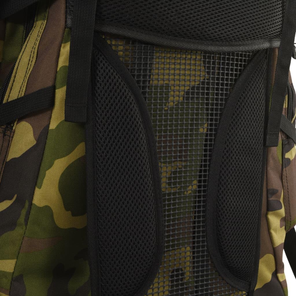 Zaino da trekking verde mimetico, 80 l, tessuto Oxford, impermeabile, leggero, con spallacci imbottiti e cintura in vita, versatile per escursionismo, campeggio, sport all'aria aperta e
