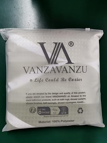 Miniatura 8 de VANZAVANZU Cortina de ducha geométrica con ganchos de acero inoxidable, cortinas de ducha de tela resistente, resistentes al agua, lavable a