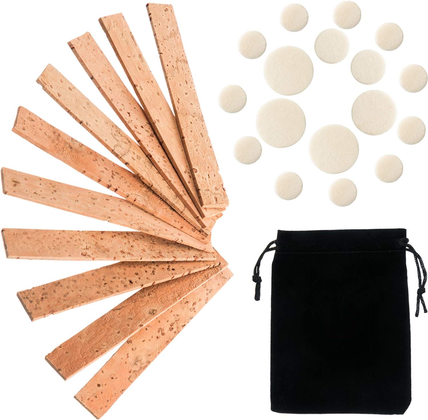 SATINIOR 27 Pieces Clarinet Cork Replacement Kit with 10 Pcs Clarinet Joint Cork Replacement and 17 Pcs Pads Bb Woodwind Instrument Pads Instrument Accessories Repair Parts with Black Velvet Bag