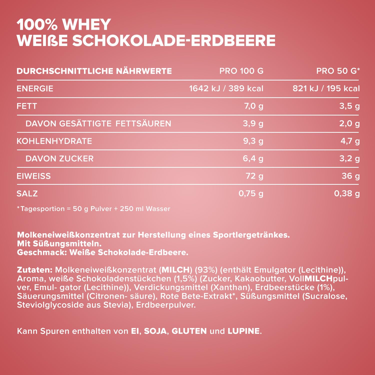 IronMaxx 100% Whey Protein Pulver 900g - Strawberry White Chocolate | Cremiger Eiweißshake mit BCAAs & EAAs | High Protein, Low Carb & zuckerarm | Ideal für Muskelaufbau & Fitness