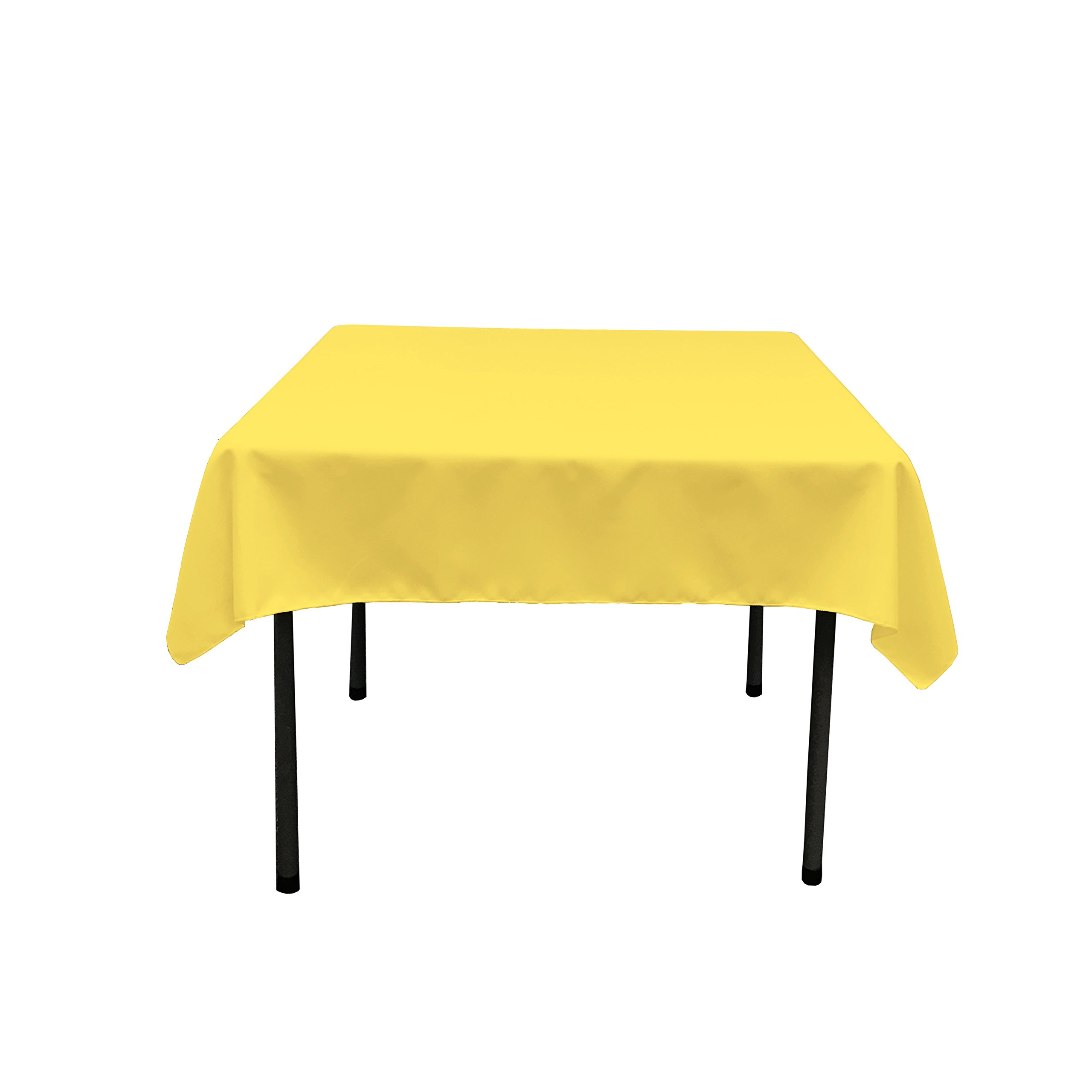 LA Linen Polyester Poplin Square Tablecloth, 52 by 52-Inch, Light Yellow, 132 x 132 x 0.04 cm