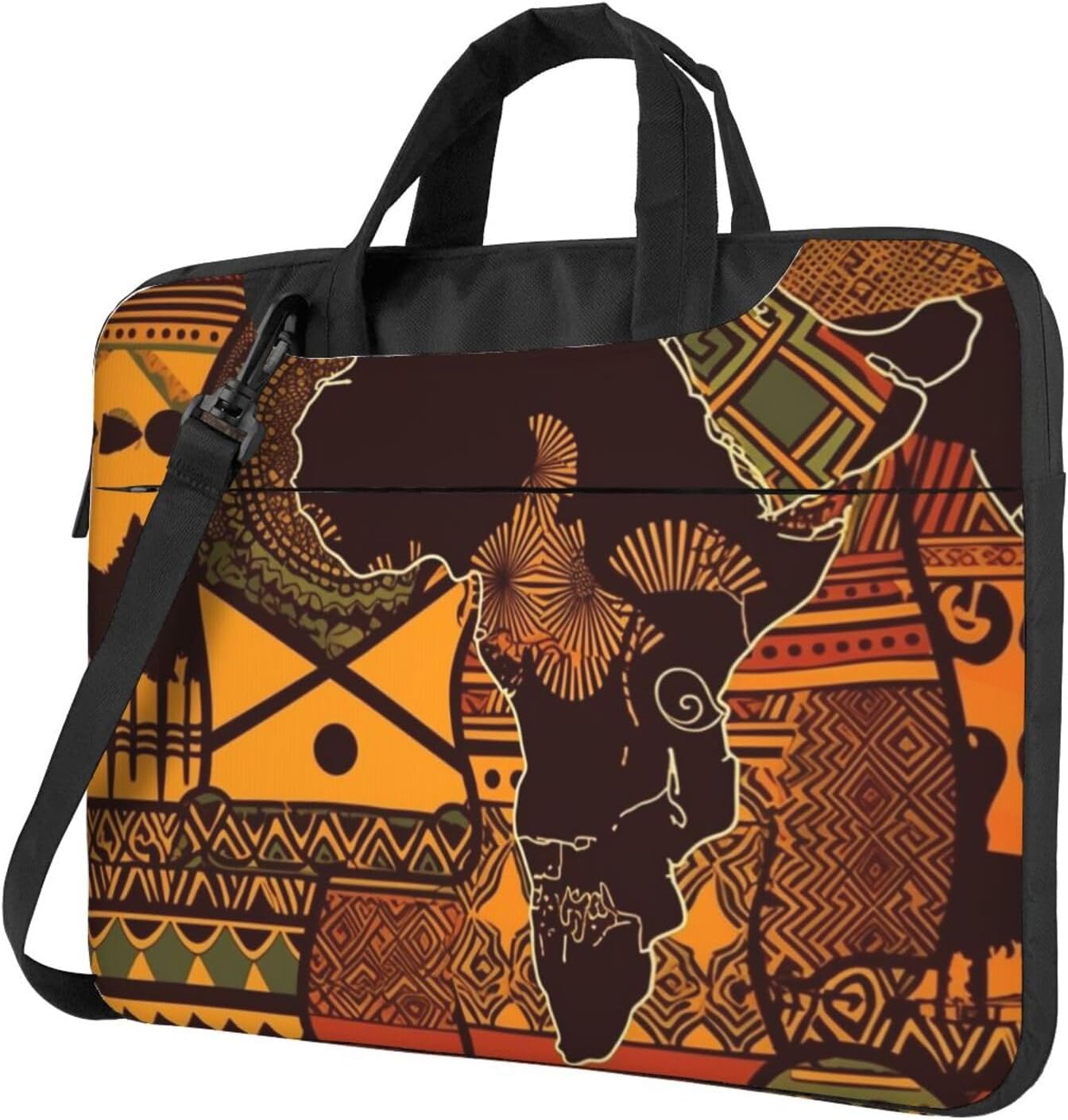 Laptop Tote Bag Men Women African Map Ethnic Pattern Shoulder Laptop Sleeve Briefcase Messenger Computer Bag