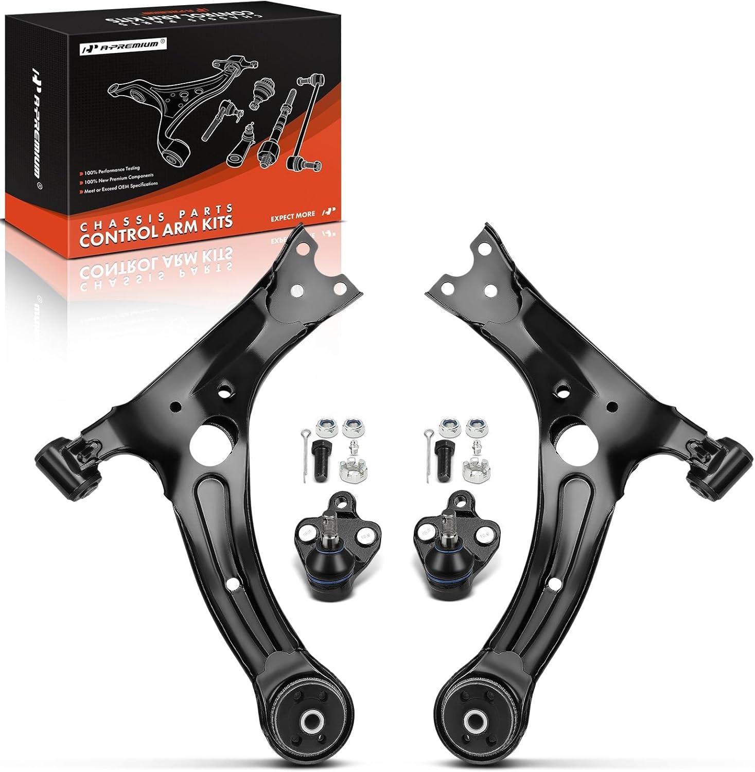 A-Premium 4Pcs Front Suspension Kit, Lower Control Arm, Lower Ball Joint, Compatible with Toyota Corolla 2009-2013, Matrix 2003-2008, Pontiac Vibe 2003-2008
