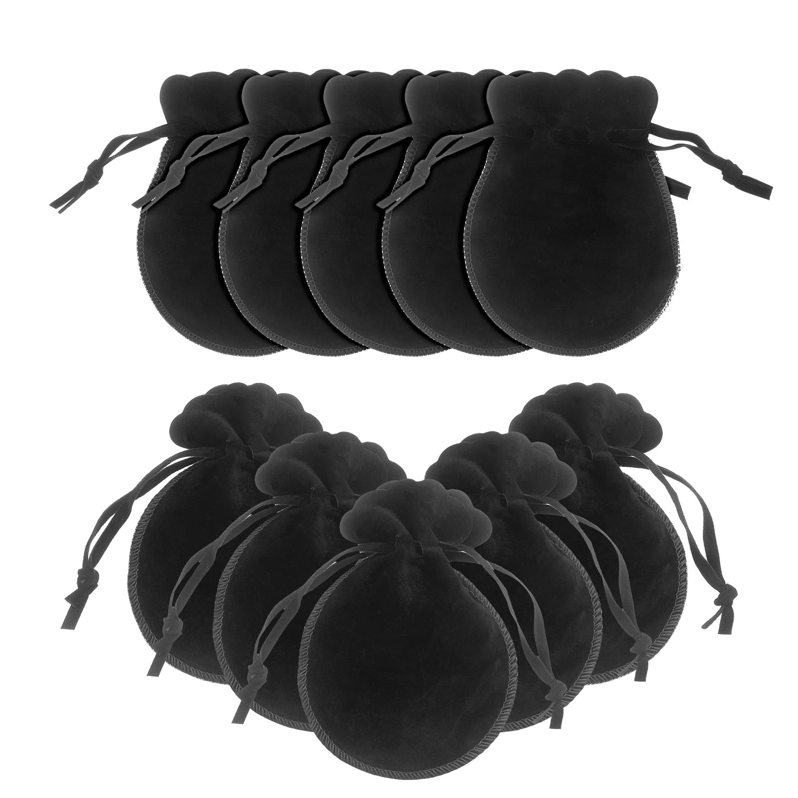 sourcing map 20 Pcs Small Velvet Drawstring Pouches, 3.5" x 4.7" Flannel Calabash Shape Drawstring Jewelry Pouches Velvet Jewelry Bags for Wedding Birthday Party Favors, Black โ image 1