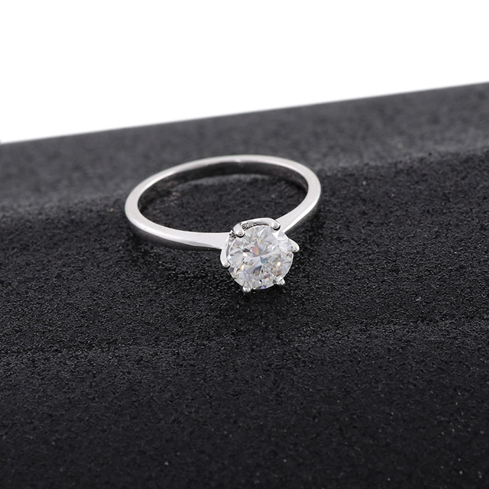 Anillo de compromiso para mujer, delicado anillo de boda, oro blanco de 9 quilates, moissanita, solitario con moissanite de 1 ct, talla 45 (14,3), popular para el aniversario de la madre