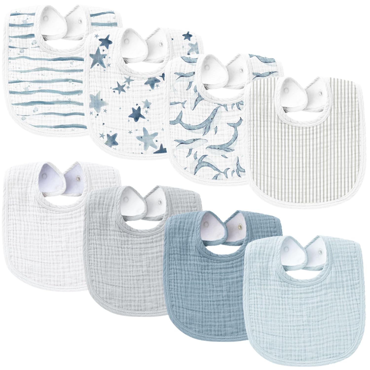 Stephen Joseph Muslin Bib and Spoon Sets (Available in 4 designs