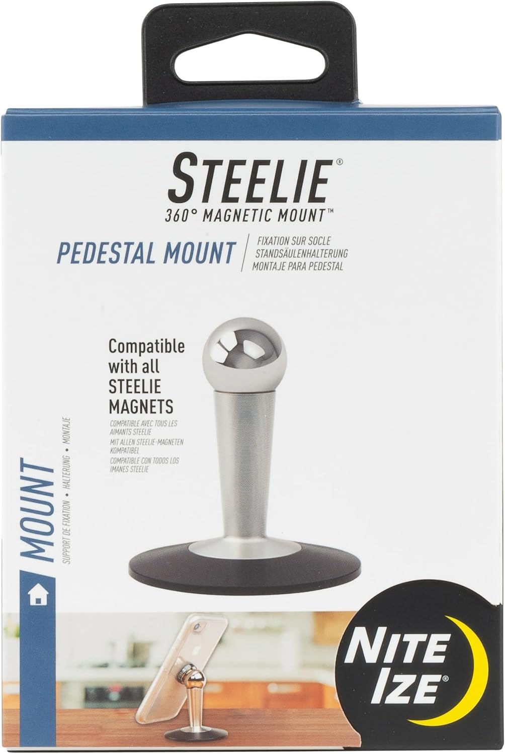 Nite Ize Steelie Pedestal Mount - Tabletop Stand Compatible with MagSafe iPhones & Tablets - Magnetic Desk Phone Mount - Phone Holder Accessories for Hands-Free Use & Adjustable Viewing