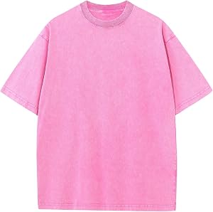 Men's Oversized Cotton T-Shirts Loose Fit Vintage Washed Tee Unisex Short Sleeve Casual Shirts Tops
