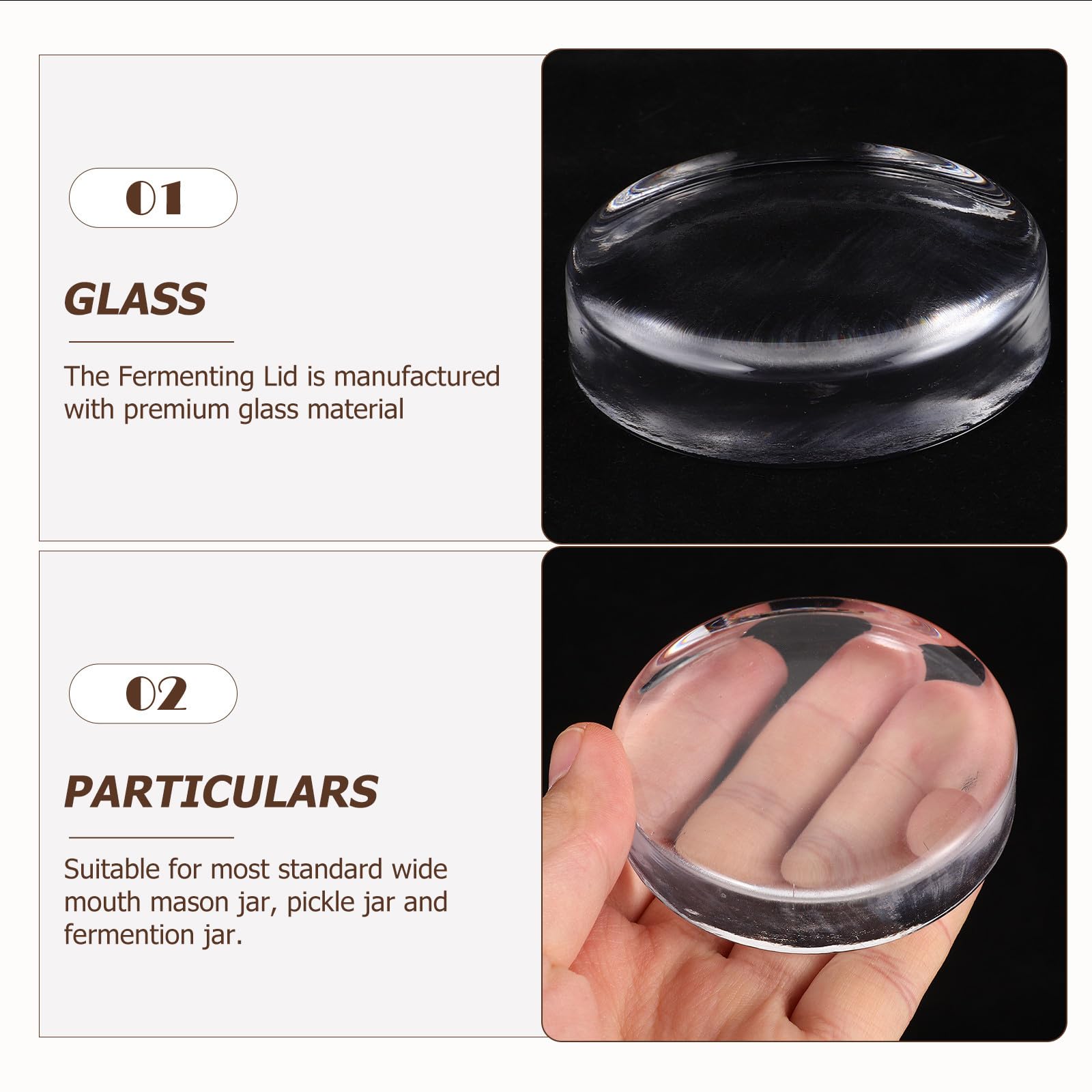 Gärgewichte und Einmachglas Anwendung aus Glas 2 Stück zum Gewicht Fermentieren zur Sauerteigfermentation Leichtes Klares Fermentiergewicht für Weithalsgläser