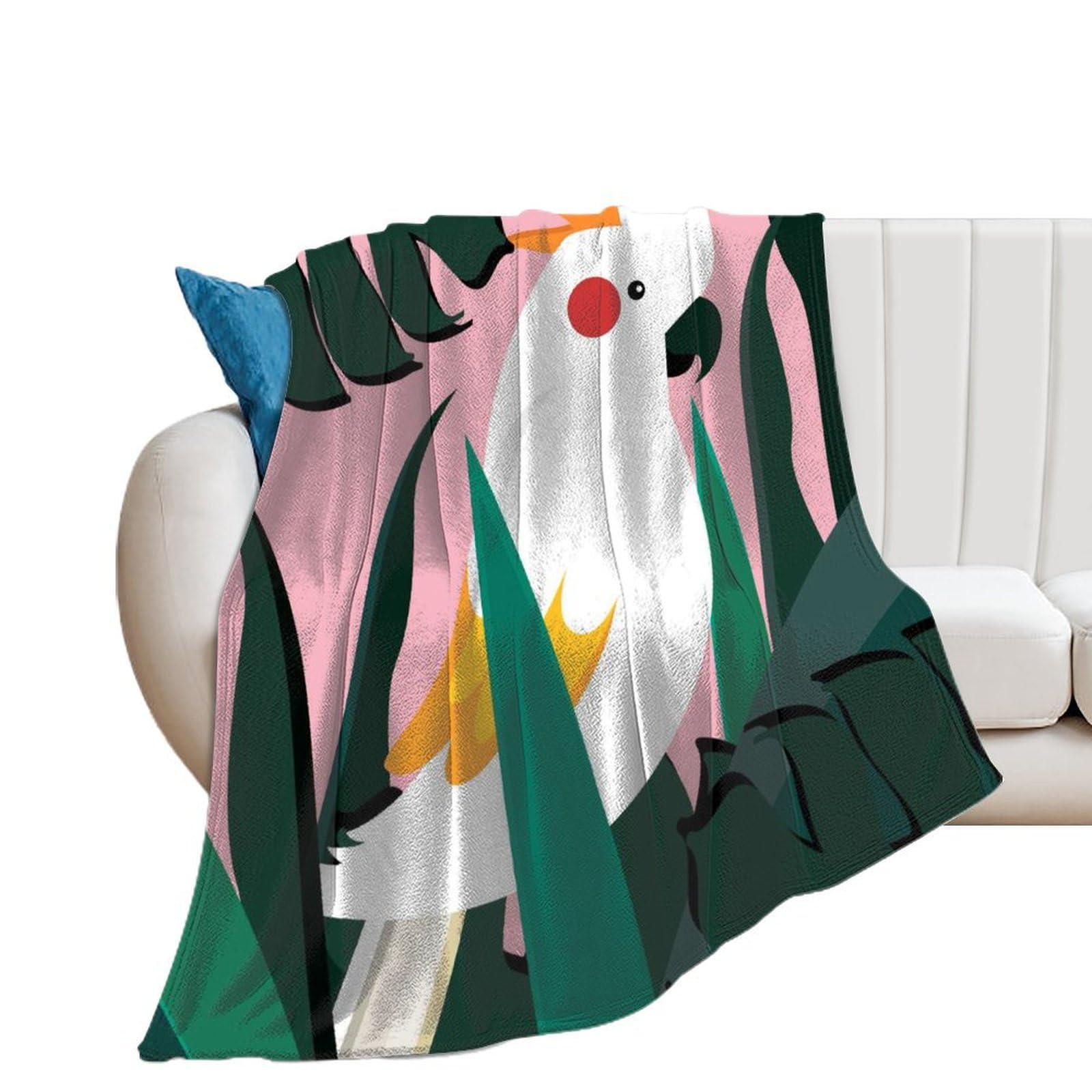 Couverture polaire perroquet blanc contre le froid sur votre lit