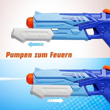 D-FantiX Wasserpistole für Kinder Erwachsene 2 Stück Wasserpistolen 300ML Super Squirt Guns Wasser Soaker Blaster Große Reichweite bis zu 10 Meter Wasserspritzpistole Spritzpistole für Sommer