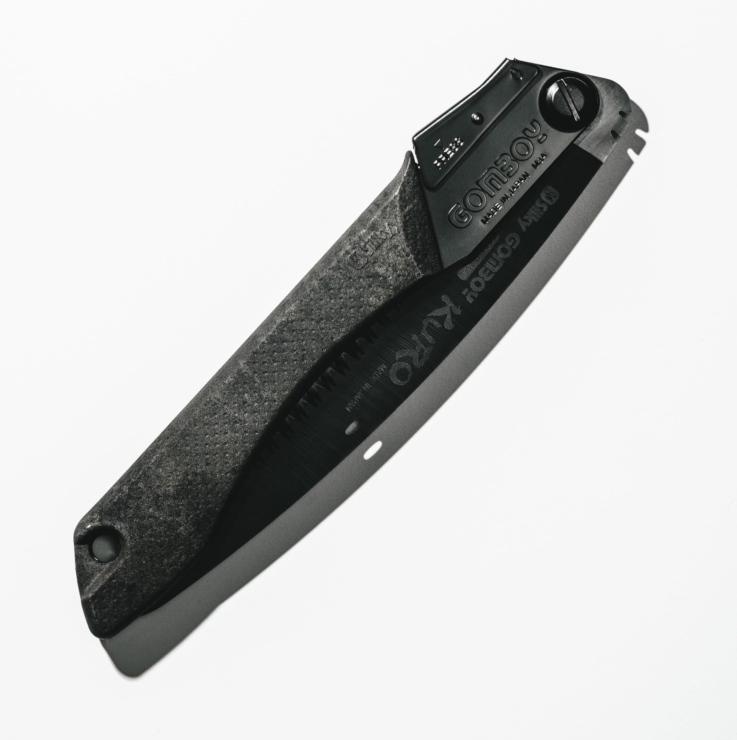 Silky japanische Klappsäge Gomboy Curve Outback „KURO“ - Limited Edition - 240 mm 8 ZpZ gebogene Klinge – Black Oxide Beschichtung – Arbor-Composite-Griff – Outdoor, Bushcraft & Forst