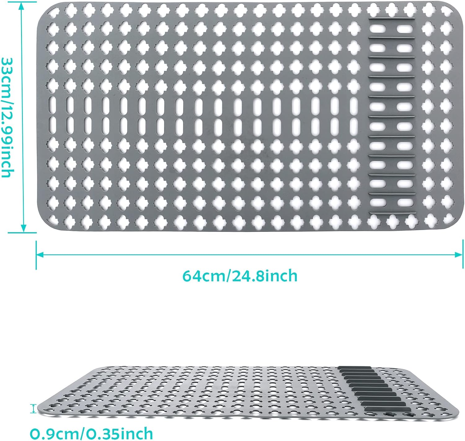Kitchen Mat, Protectors for Sink 25"x13" Non-Slip Folding Grates for Bottom of Farmhouse Stainless Steel Porcelain Sink, DIY Silicone Can Be Cut to Any Size Grey-1 PCS
