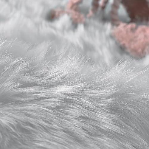 Miniatura 75 de Goolela Alfombra de piel sintética blanca de 2 x 6 pies, alfombra rectangular de piel de oveja sintética para dormitorio, mullida y mullida Blanco