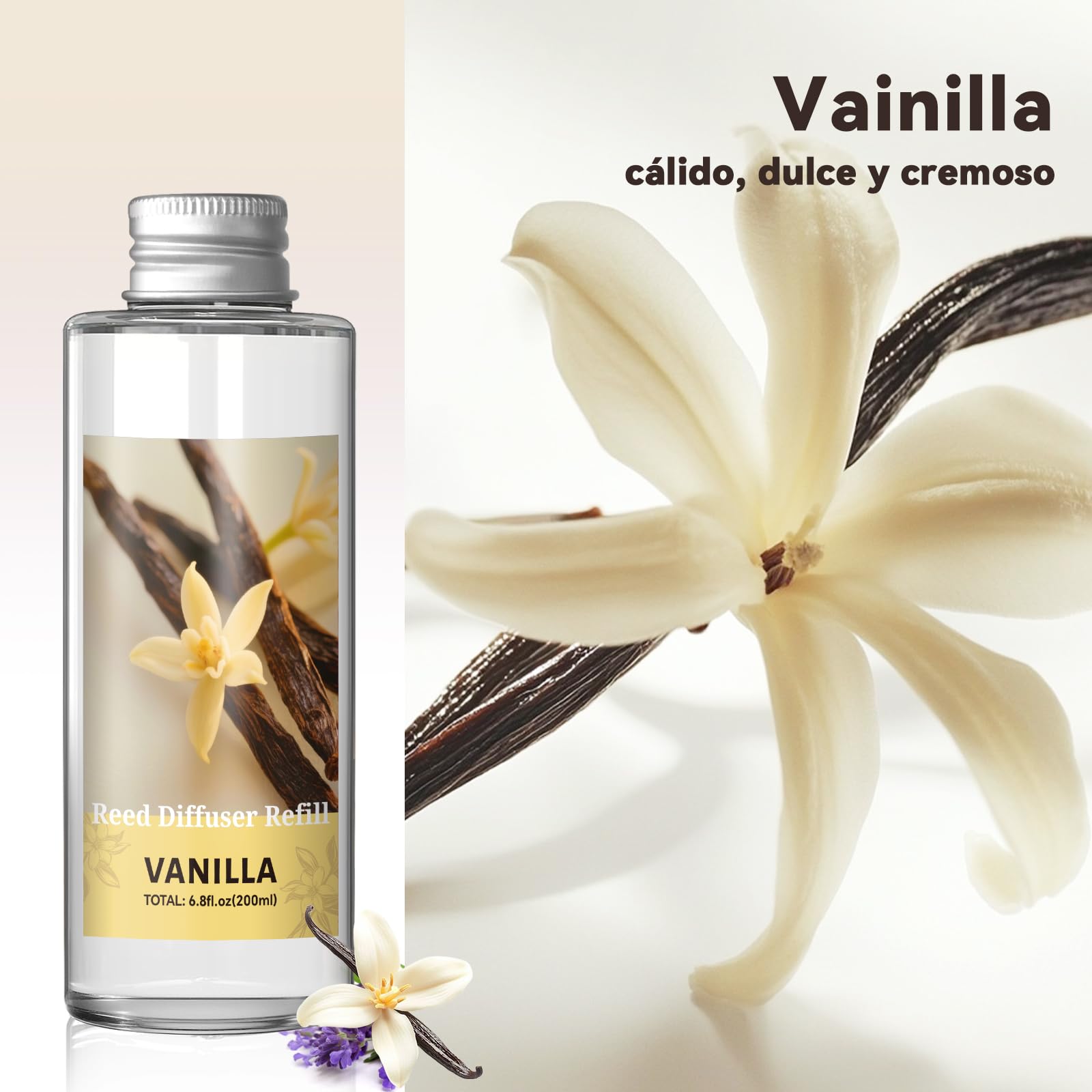 SCENTORINI Difusor De Fragancia Para Habitación Vainilla200ML Recambio De Aceite Esencia, Ambientadores De Hogar Fragancia Duradera Para El Hogar, Baño y Decoración De Habitación