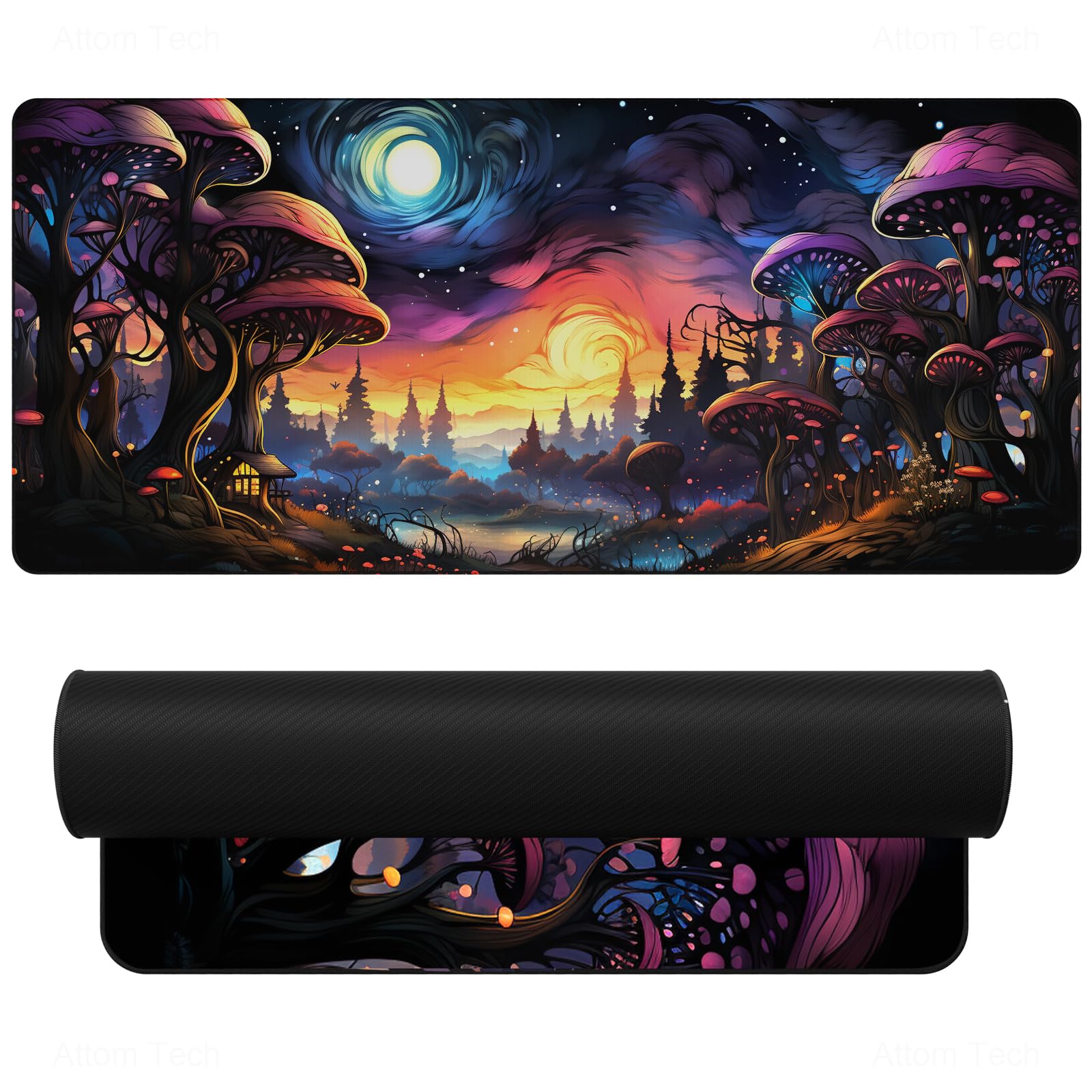 NiHome Large Mouse Pad 35.4’’ x 15.7’’, XL Gaming Mouse/Keyboard Pad for Desk, Artistic Full Desk Mouse Pad/Mat for Laptop, Desk Protector Mat W/Anti-Slip Rubber Base for Home Office (Dark Forest)