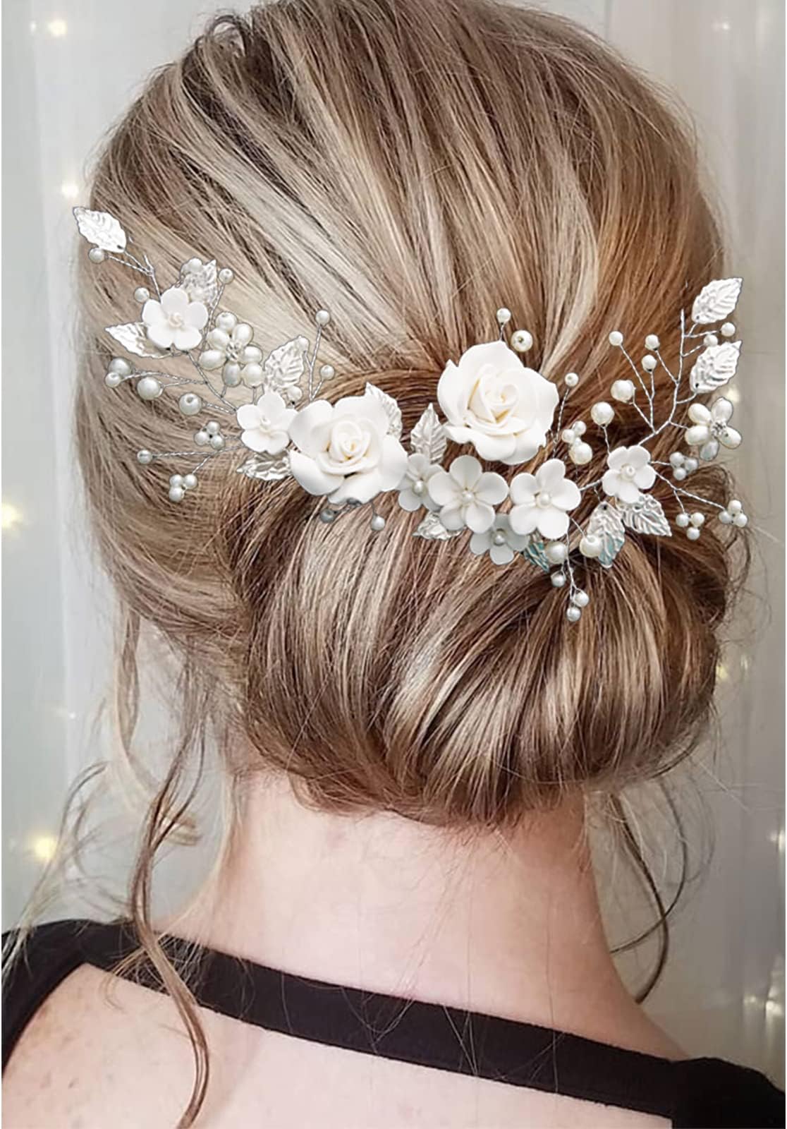 Bride Hair Headbands Accessories Wedding Hair Vines, Crystal Headpieces Flower Headband Bridal Hair Pieces, Pearl Hair Accessories for Women and Girls Hair Styling Accessories (Flower)