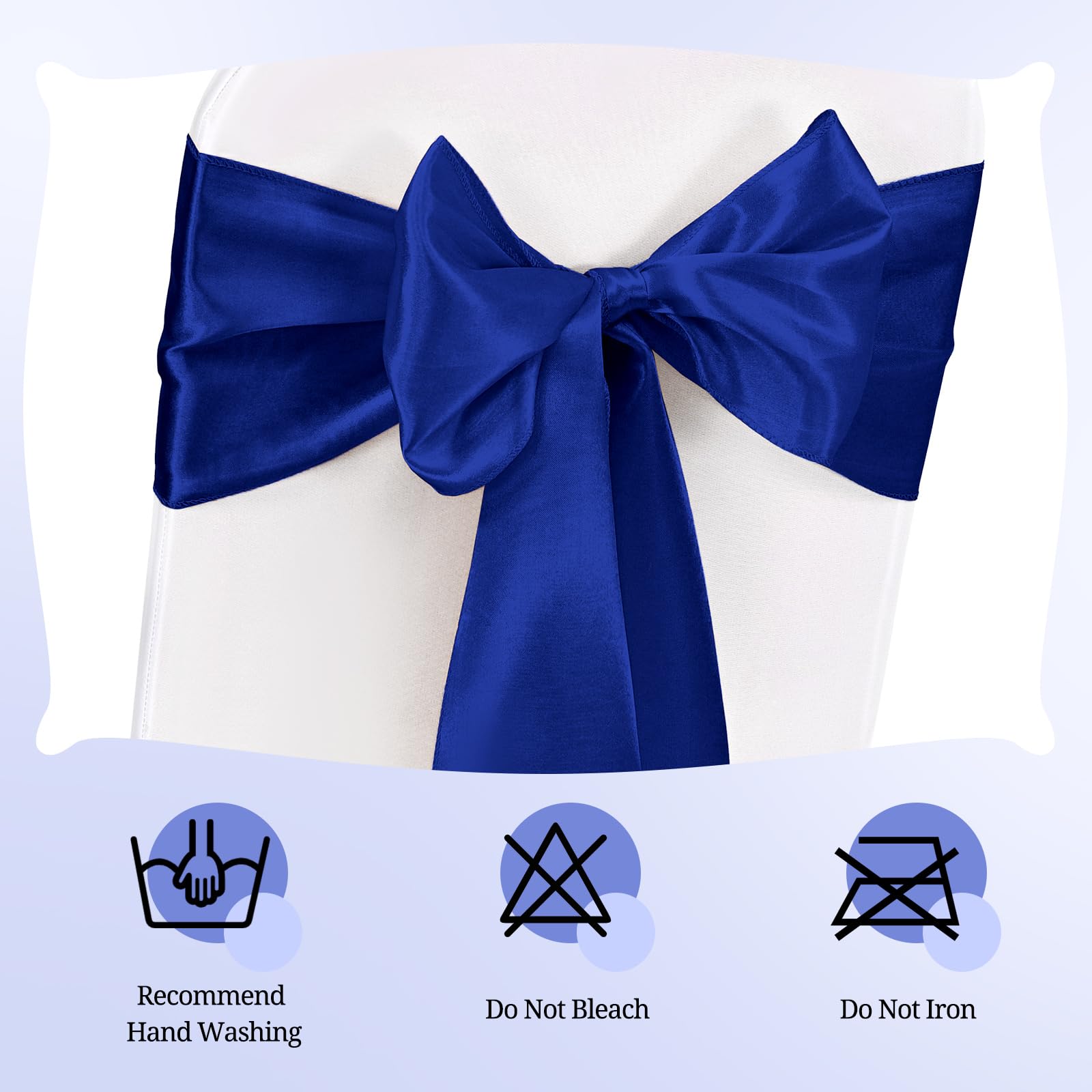 Pesonlook Lot de 50 rubans de chaise en satin pour décoration de fête de mariage, hôtel - 17 x 275 cm - Bleu roi