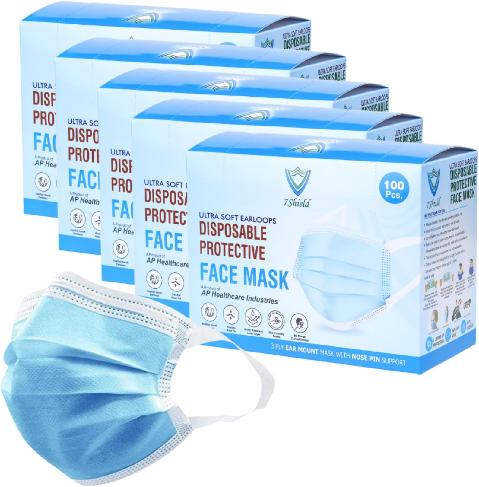 Unisex 3Ply Non-Woven Fabric Mask With Ultra Soft Fabric Wide Ear Loop Inbuilt Plastic Nose Wire Iso And Ce Certified