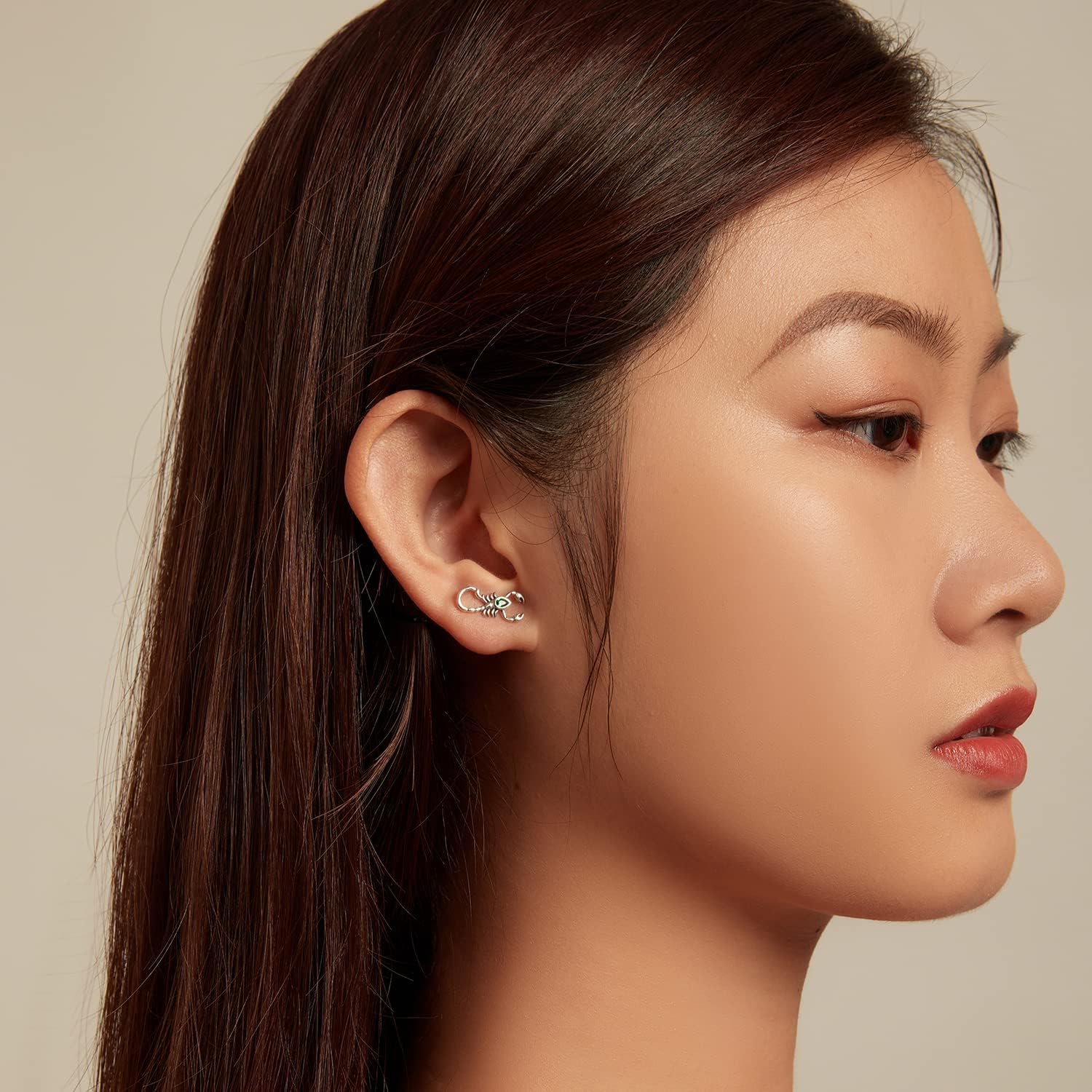 Punk Scorpion Stud Earrings 925 Sterling Silver for Women Men Green Crystal CZ Cool Insect Climber Earrings Cartilage Studs Piercing Gothic Jewelry Hypoallergenic - Image 3