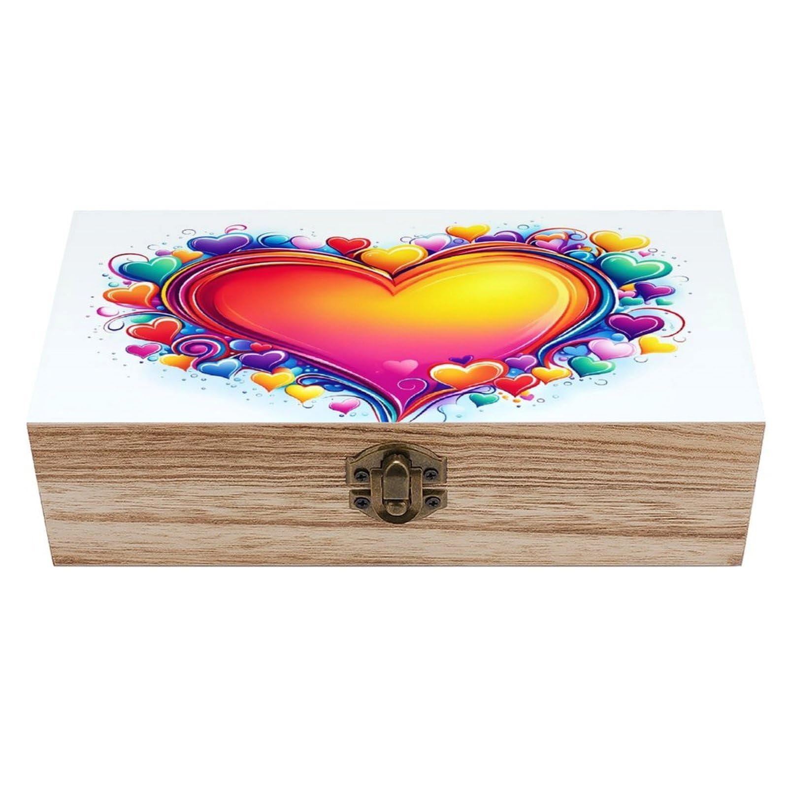 asbwuo Love Heart Vintage Wooden Keepsake Box
