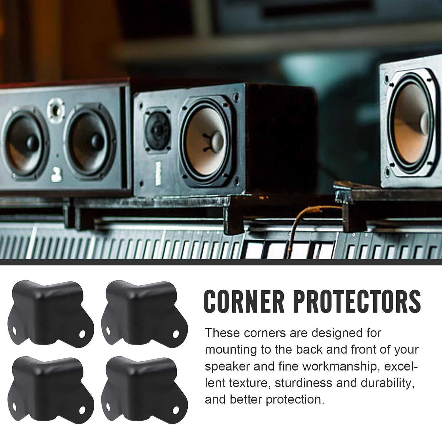 20pcs Speaker Cabinet Corner Cover Protector Metal Guard Anti-Collision Anti-Rust for Baby Proofing Furniture Cabinet Guitar Amplifier Stage Speaker Table Edge Guard Bumpers Black