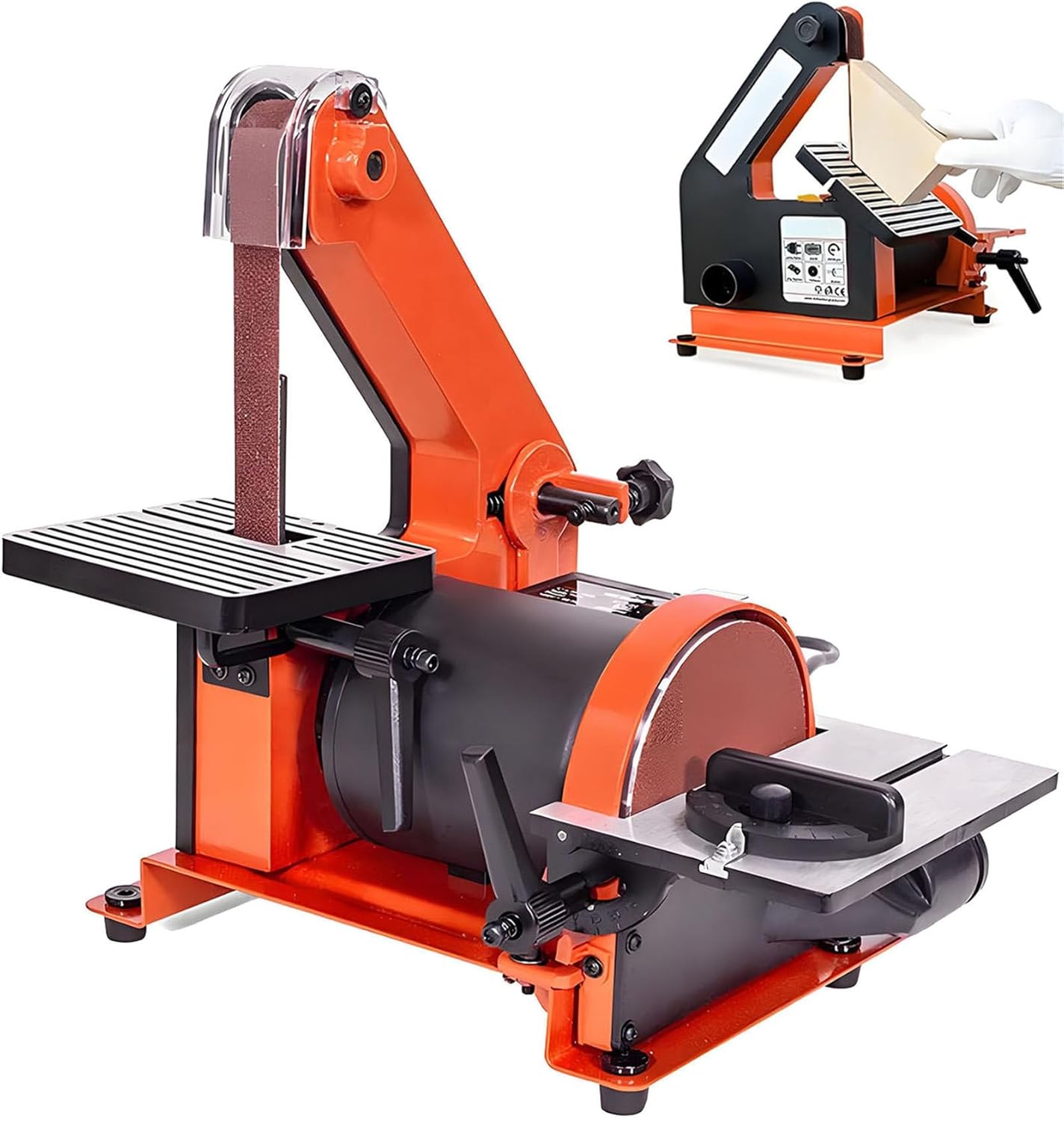 Small Sander for Metal,Plastic,and Wood Sanding,Belt and Disc Sanding Workstation,0°-45° Sanding Angle Adjustable,Multi-Mode Sanding,Bench Sander for Curved and Angled Sanding