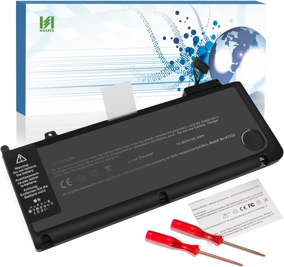 A1322 Battery Compatible for MacBook Pro 13 inch Battery Replacement A1322 A1278 Battery for MacBook Pro 13 Battery 2009 2010 2011 2012 with Two Screwdrivers 63.5Wh/6000mAh - 12 Months Warranty
