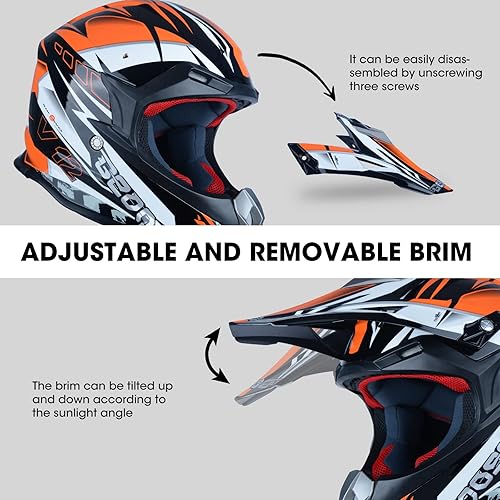 Miniatura 4 de BEON Casco de motocicleta de cara completa para adultos, para motocross, ATV, Dirtbike BMX MX, casco de motocicleta de cara completa, certificado